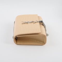 Saint Laurent Sunset Tassel Small Beige Croc Emboss