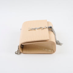 Saint Laurent Sunset Tassel Small Beige Croc Emboss