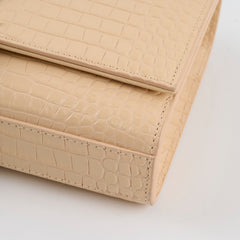 Saint Laurent Sunset Tassel Small Beige Croc Emboss