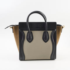 Celine Nano Luggage Tri Colour Black Taupe Brown