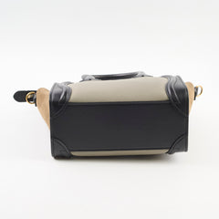 Celine Nano Luggage Tri Colour Black Taupe Brown
