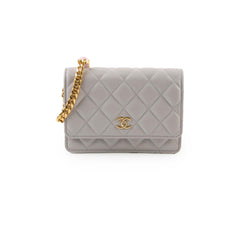 Chanel Mini Gem Wallet On Chain Grey Lambskin