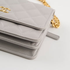 Chanel Mini Gem Wallet On Chain Grey Lambskin