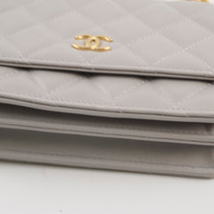 Chanel Mini Gem Wallet On Chain Grey Lambskin