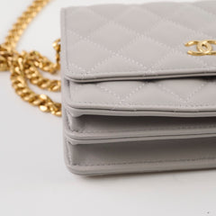 Chanel Mini Gem Wallet On Chain Grey Lambskin