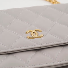 Chanel Mini Gem Wallet On Chain Grey Lambskin