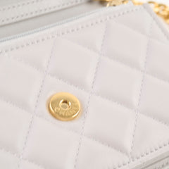 Chanel Mini Gem Wallet On Chain Grey Lambskin