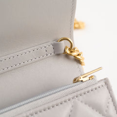 Chanel Mini Gem Wallet On Chain Grey Lambskin
