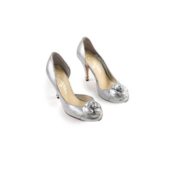 Chanel Camellia Pumps Silver Size 36