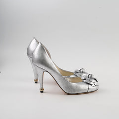 Chanel Camellia Pumps Silver Size 36