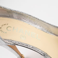 Chanel Camellia Pumps Silver Size 36