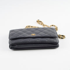 Chanel Caviar Wallet On Chain WOC Black Series 19
