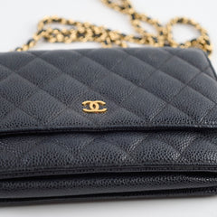 Chanel Caviar Wallet On Chain WOC Black Series 19