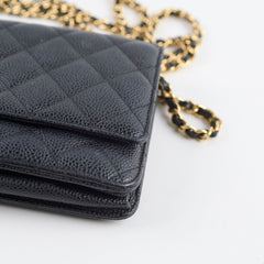 Chanel Caviar Wallet On Chain WOC Black Series 19
