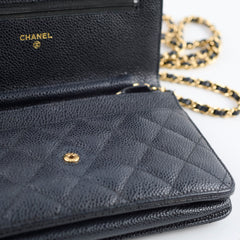 Chanel Caviar Wallet On Chain WOC Black Series 19