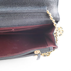 Chanel Caviar Wallet On Chain WOC Black Series 19