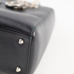 Christian  Dior Medium  Calfskin Embroidered Crystal Lady Dior Bag Black