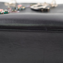 Christian  Dior Medium  Calfskin Embroidered Crystal Lady Dior Bag Black
