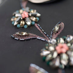 Christian  Dior Medium  Calfskin Embroidered Crystal Lady Dior Bag Black