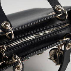 Christian  Dior Medium  Calfskin Embroidered Crystal Lady Dior Bag Black