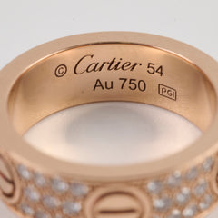 Cartier Pave Ring Classic Model Rose Gold Size 54
