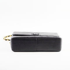 Chanel Vintage Jumbo Single Flap Diagonal Quilted Caviar Black