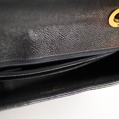 Chanel Vintage Jumbo Single Flap Diagonal Quilted Caviar Black
