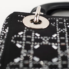 Christian Dior Mini Lady Dior Satin with Crystal Embellishment Black