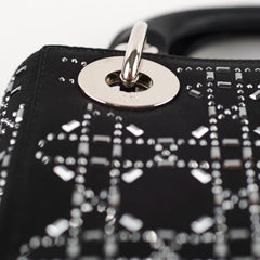 Christian Dior Mini Lady Dior Satin with Crystal Embellishment Black