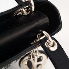 Christian Dior Mini Lady Dior Satin with Crystal Embellishment Black