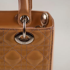 Christian Dior Medium Lady Dior Patent Beige