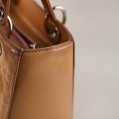 Christian Dior Medium Lady Dior Patent Beige
