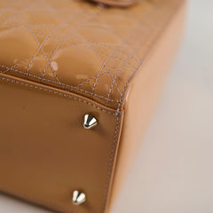 Christian Dior Medium Lady Dior Patent Beige
