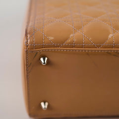 Christian Dior Medium Lady Dior Patent Beige