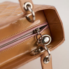 Christian Dior Medium Lady Dior Patent Beige