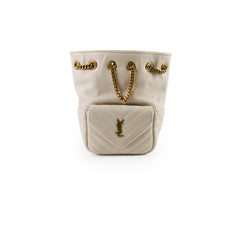 Saint Laurent Mini Joy Matelasse Leather Bucket Bag Cream