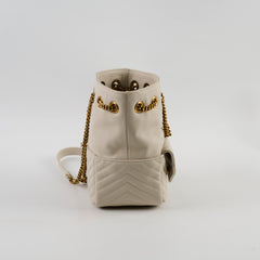 Saint Laurent Mini Joy Matelasse Leather Bucket Bag Cream