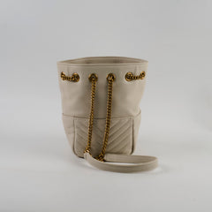 Saint Laurent Mini Joy Matelasse Leather Bucket Bag Cream