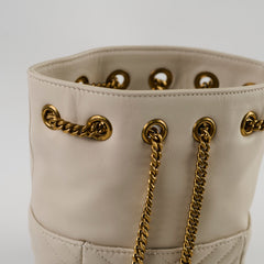 Saint Laurent Mini Joy Matelasse Leather Bucket Bag Cream