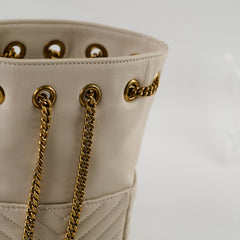 Saint Laurent Mini Joy Matelasse Leather Bucket Bag Cream