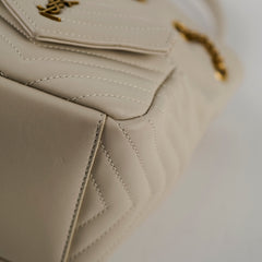 Saint Laurent Mini Joy Matelasse Leather Bucket Bag Cream