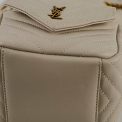 Saint Laurent Mini Joy Matelasse Leather Bucket Bag Cream