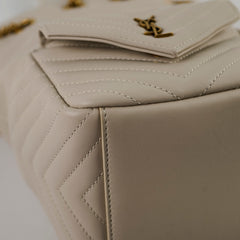 Saint Laurent Mini Joy Matelasse Leather Bucket Bag Cream