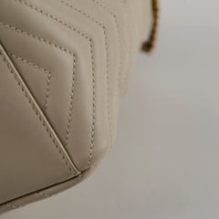 Saint Laurent Mini Joy Matelasse Leather Bucket Bag Cream