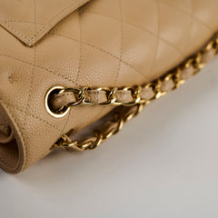 Chanel Double Flap Jumbo Caviar Beige Clair GHW 14 Series