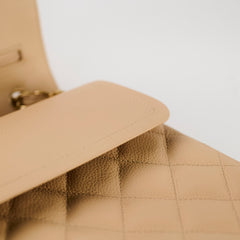 Chanel Double Flap Jumbo Caviar Beige Clair GHW 14 Series