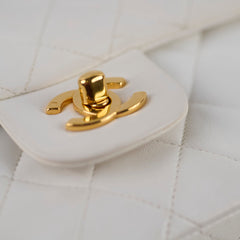 Chanel 24k Vintage Small Classic Flap Lambskin White