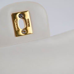 Chanel 24k Vintage Small Classic Flap Lambskin White
