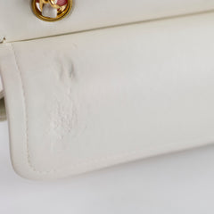 Chanel 24k Vintage Small Classic Flap Lambskin White