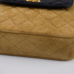 Chanel 25A Suede Mini Crossbody Black/Camel (Microchipped)